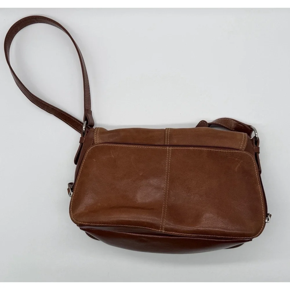 Aurielle Tan Brown Leather Organizer Medium Shoulder Bag Satchel With Wallet - Picture 3 of 11